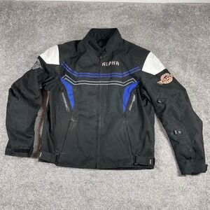 ALPHA‎ CYCLE GEAR Motorcycle Jacket Mens Large Full Zip Black Heavy